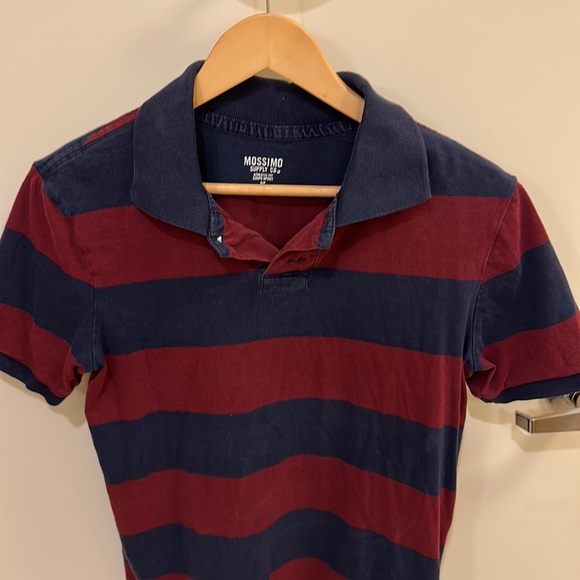 Used Mossimo Men’s S S/S red and blue striped polo shirt - Picture 3 of 7